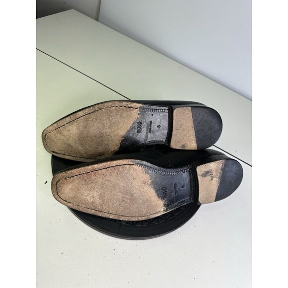 HUGO BOSS Men Size 8 Vero Cuoio Black Leather Horsebit Slip On Loafers Shoes main image 5